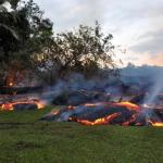 By dawn on Tuesday morning, lava had crossed into two privately owned properties above Pāhoa