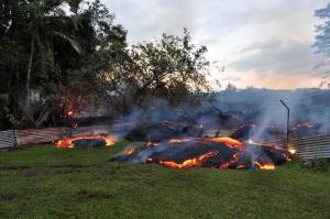 By dawn on Tuesday morning, lava had crossed into two privately owned properties above Pāhoa