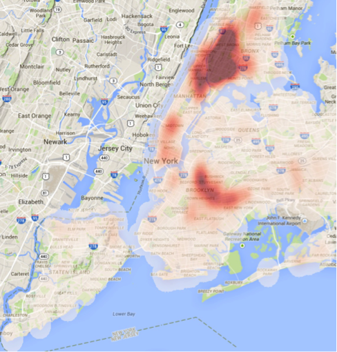 heat map, showing how the 3,800 police lawsuits