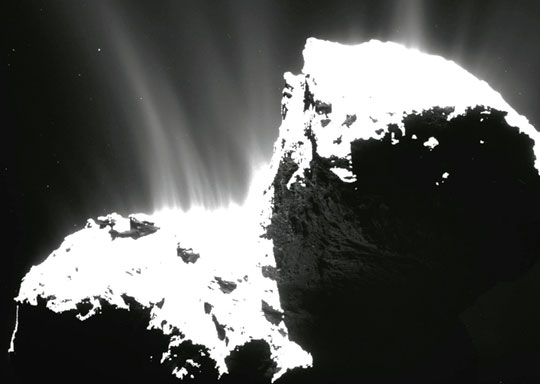 Comet 67P is 2.5 miles long (4 km) and oddly shaped like a child's rubber duck toy