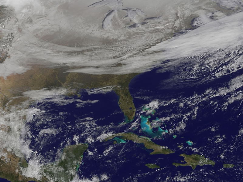 Satellite Picture Shows Snow-covered U.S. Deep Freeze