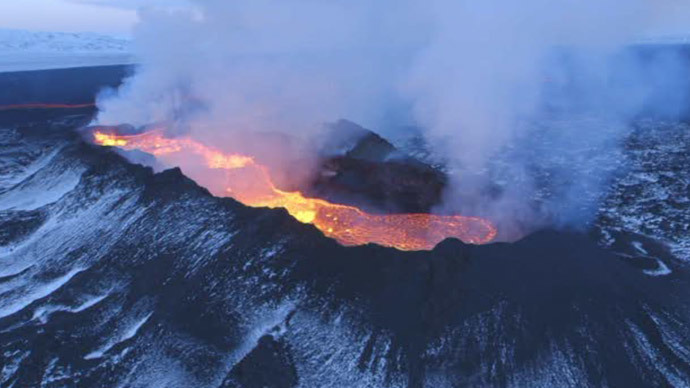 Holuhraun Lava Field. Image credit: Ruptly Video screen grab