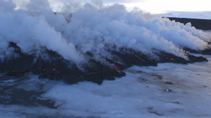 Holuhraun Lava Field. Image credit: Ruptly Video screen grab