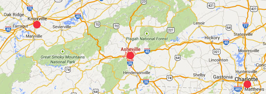 Booms No Carolina Asheville MAP