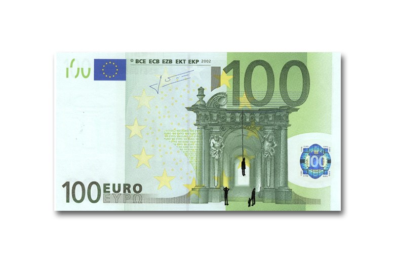 100 Euro Hanging Sketch